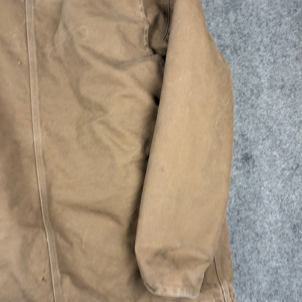 Carhartt Sherpa Lined Duck Jacket Mens Large Tall Brown Canvas Workwear Coat - Picture 13 of 15